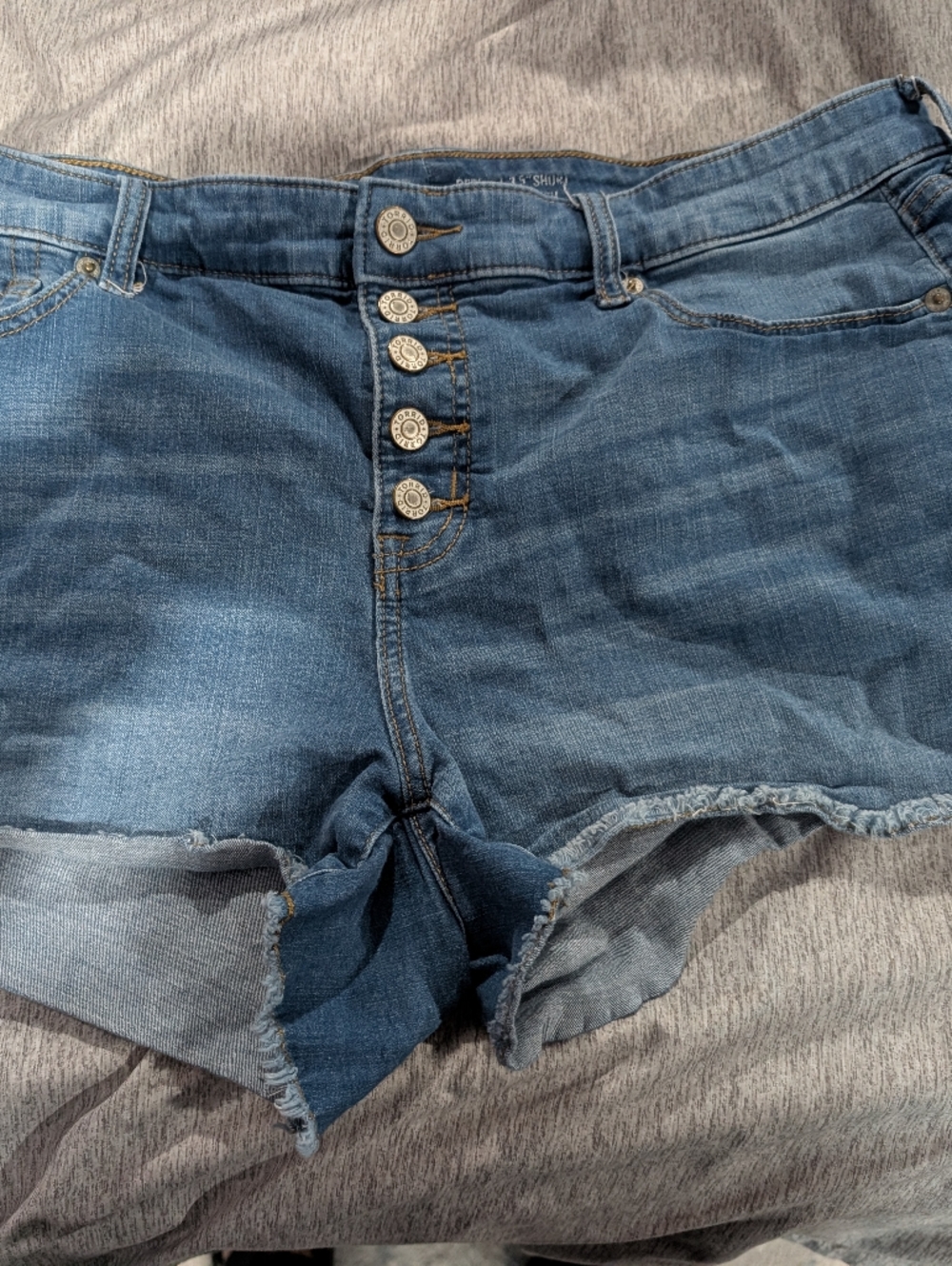 torrid Dark Blue High-Rise Button Fly Denim Shorts